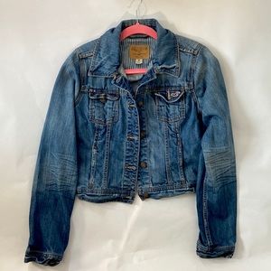 Medium Hollister Cropped Distressed Jean Jacket